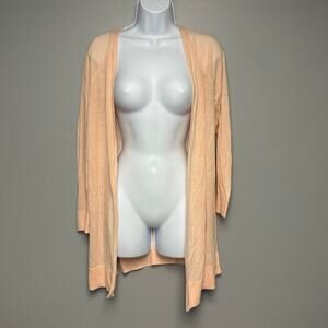LOFT Beachy Lightweight Resortwear Cruise Blush Pink Open Cardigan Womens Sz M